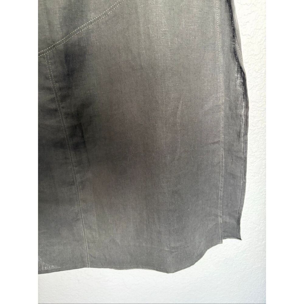 Massimo Dutti Linen Midi Skirt Washed Black Side Slit Size M NWT - Picture 6 of 12